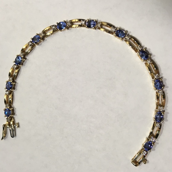 SOLD 14k Tanzanite Diamond Bracelet 7.25 Inches - Picture 1 of 5